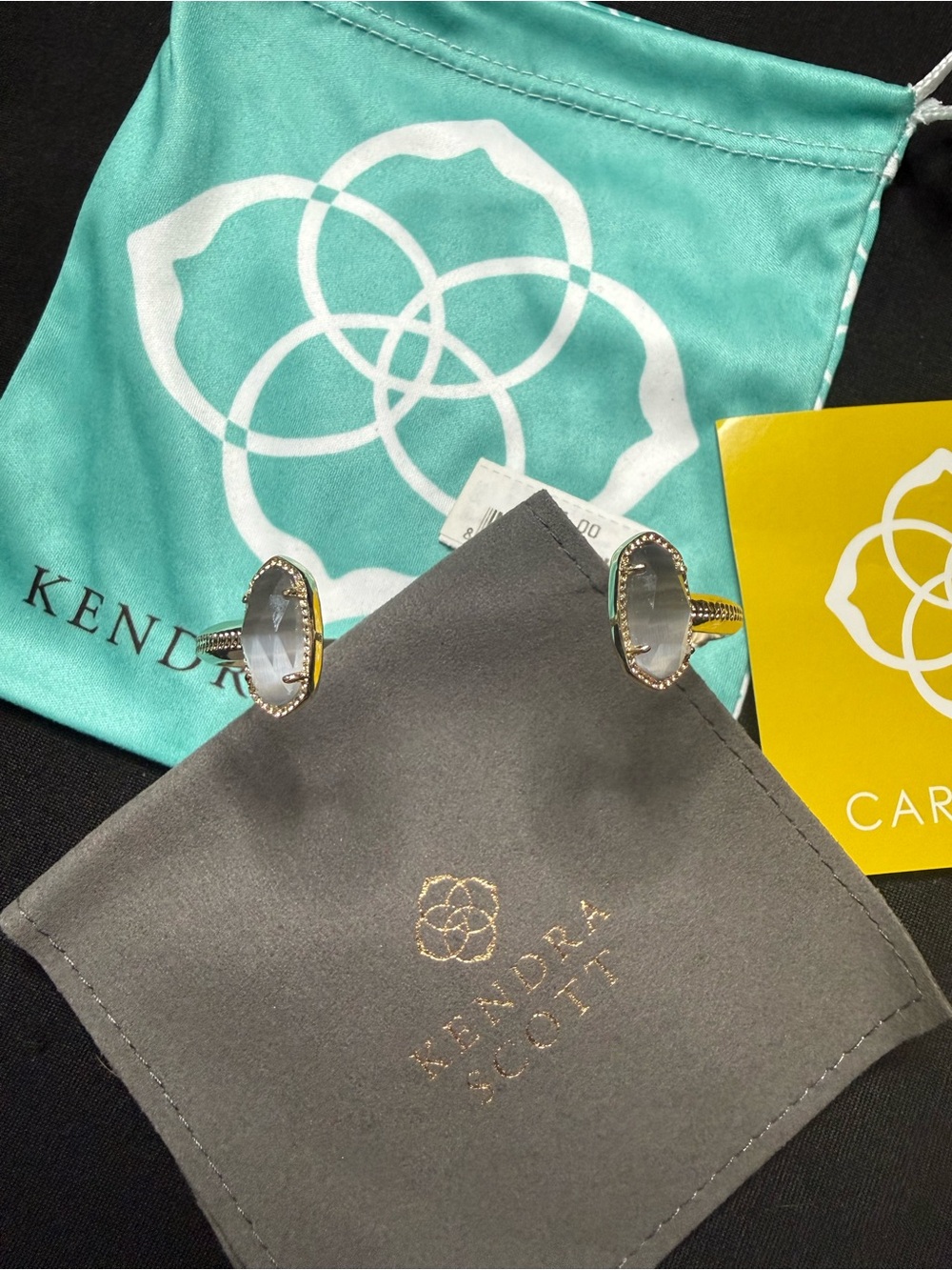 Kendra Scott Gold Cuff Bracelet with greyish Glass Ends NWT